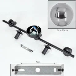 hofstein Gastor Plafonnier, Boule lumineuse Fumé, 5 lumières