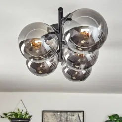 hofstein Gastor Plafonnier, Boule lumineuse Fumé, 5 lumières