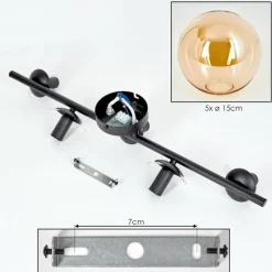 hofstein Gastor Plafonnier, Boule lumineuse Ambre, 5 lumières