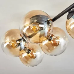 hofstein Gastor Plafonnier, Boule lumineuse Ambre, Clair, 5 lumières
