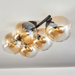 hofstein Gastor Plafonnier, Boule lumineuse Ambre, Clair, 5 lumières