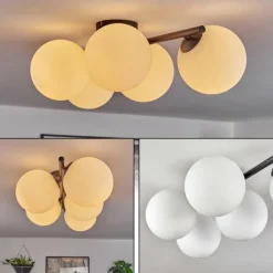 hofstein Gastor Plafonnier, Boule lumineuse Blanc, 5 lumières