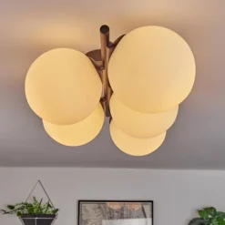 hofstein Gastor Plafonnier, Boule lumineuse Blanc, 5 lumières