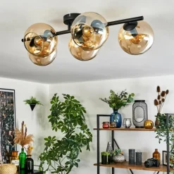 hofstein Gastor Plafonnier, Boule lumineuse Ambre, 5 lumières