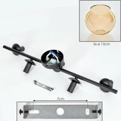 hofstein Gastor Plafonnier, Boule lumineuse Ambre, 5 lumières