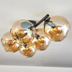 hofstein Gastor Plafonnier, Boule lumineuse Ambre, 5 lumières