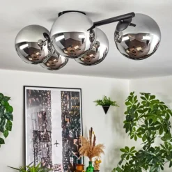 hofstein Gastor Plafonnier, Boule lumineuse Chrome, Fumé, 5 lumières