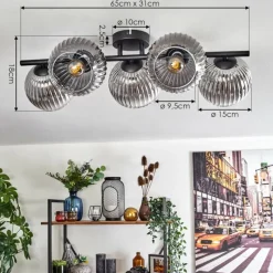 hofstein Gastor Plafonnier, Boule lumineuse Clair, Fumé, 5 lumières