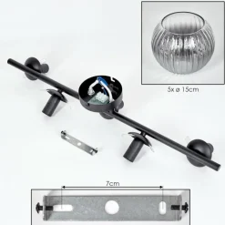hofstein Gastor Plafonnier, Boule lumineuse Clair, Fumé, 5 lumières