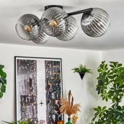 hofstein Gastor Plafonnier, Boule lumineuse Clair, Fumé, 5 lumières