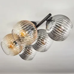 hofstein Gastor Plafonnier, Boule lumineuse Ambre, Clair, Fumé, 5 lumières