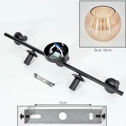 hofstein Gastor Plafonnier, Boule lumineuse Ambre, 5 lumières