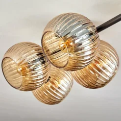 hofstein Gastor Plafonnier, Boule lumineuse Ambre, 5 lumières