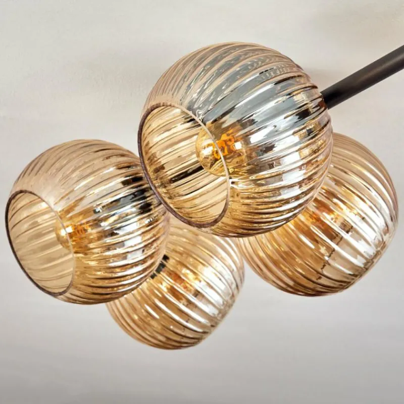 hofstein Gastor Plafonnier, Boule lumineuse Ambre, 5 lumières
