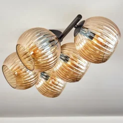 hofstein Gastor Plafonnier, Boule lumineuse Ambre, 5 lumières