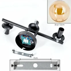 hofstein Gastor Plafonnier, Boule lumineuse Ambre, 3 lumières