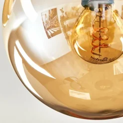 hofstein Gastor Plafonnier, Boule lumineuse Ambre, 3 lumières