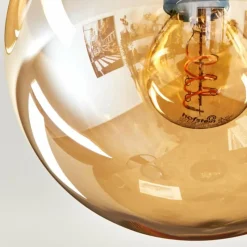 hofstein Gastor Plafonnier, Boule lumineuse Ambre, Fumé, 3 lumières