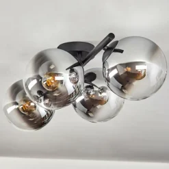 hofstein Gastor Plafonnier, Boule lumineuse Chrome, Clair, Fumé, 4 lumières