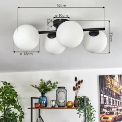 hofstein Gastor Plafonnier, Boule lumineuse Blanc, 4 lumières