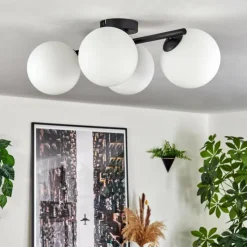 hofstein Gastor Plafonnier, Boule lumineuse Blanc, 4 lumières