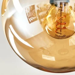 hofstein Gastor Plafonnier, Boule lumineuse Ambre, Fumé, 3 lumières