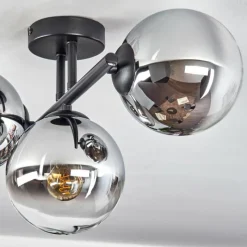 hofstein Gastor Plafonnier, Boule lumineuse Chrome, Clair, Fumé, 3 lumières