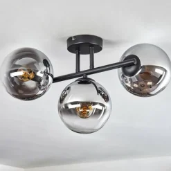 hofstein Gastor Plafonnier, Boule lumineuse Chrome, Clair, Fumé, 3 lumières