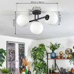 hofstein Gastor Plafonnier, Boule lumineuse Blanc, 3 lumières