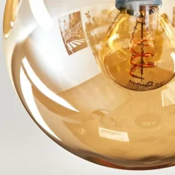 hofstein Gastor Plafonnier, Boule lumineuse Ambre, Clair, Fumé, 3 lumières