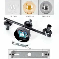 hofstein Gastor Plafonnier, Boule lumineuse Ambre, Clair, Fumé, 3 lumières