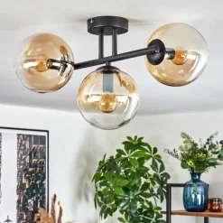 hofstein Gastor Plafonnier, Boule lumineuse Ambre, Clair, 3 lumières