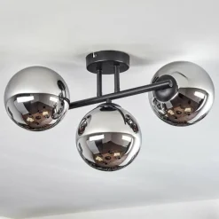 hofstein Gastor Plafonnier, Boule lumineuse Chrome, Fumé, 3 lumières