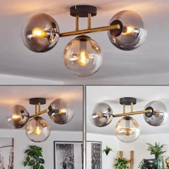 Lampes Dorées-hofstein Gastor Plafonnier, Boule lumineuse Or, Noir, 3 lumières