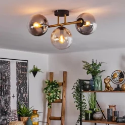 Lampes Dorées-hofstein Gastor Plafonnier, Boule lumineuse Or, Noir, 3 lumières