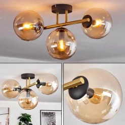 hofstein Gastor Plafonnier, Boule lumineuse 42 cm Or, Noir, 3 lumières