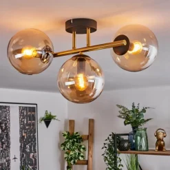 hofstein Gastor Plafonnier, Boule lumineuse 42 cm Or, Noir, 3 lumières