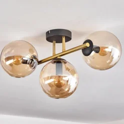 hofstein Gastor Plafonnier, Boule lumineuse 42 cm Or, Noir, 3 lumières
