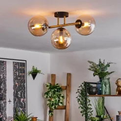 hofstein Gastor Plafonnier, Boule lumineuse 42 cm Or, Noir, 3 lumières