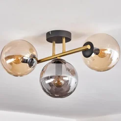 Lampes Dorées-hofstein Gastor Plafonnier, Boule lumineuse 42 cm Or, Noir, 3 lumières