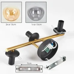 Lampes Dorées-hofstein Gastor Plafonnier, Boule lumineuse 42 cm Or, Noir, 3 lumières