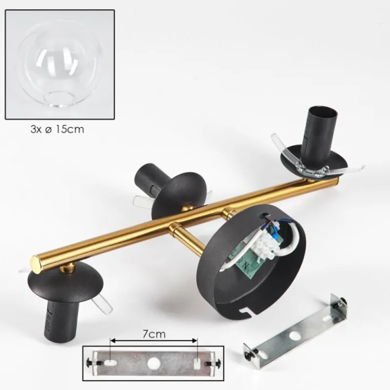 hofstein Gastor Plafonnier, Boule lumineuse 42 cm Or, Noir, 3 lumières