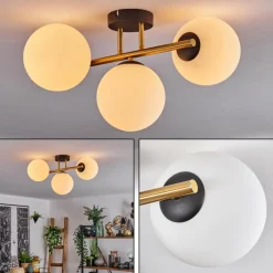 hofstein Gastor Plafonnier, Boule lumineuse 42 cm Or, Noir, 3 lumières