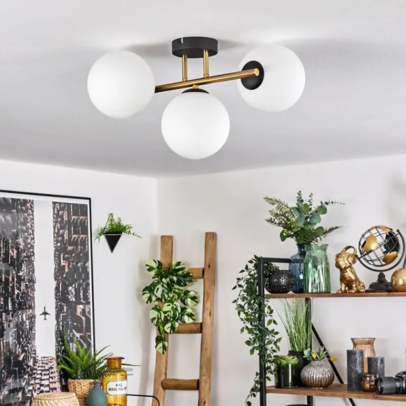 hofstein Gastor Plafonnier, Boule lumineuse 42 cm Or, Noir, 3 lumières