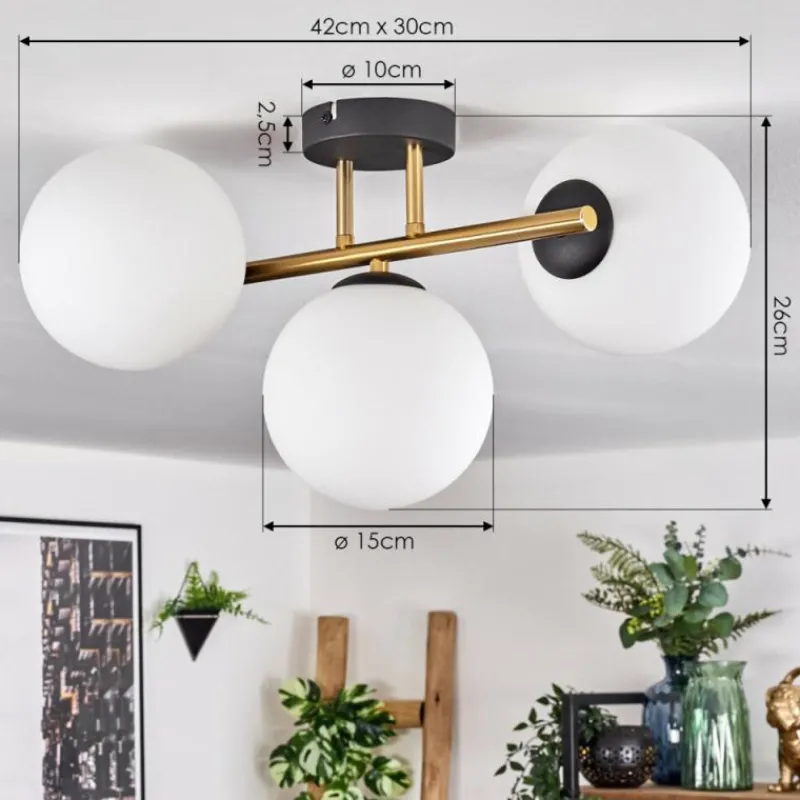 hofstein Gastor Plafonnier, Boule lumineuse 42 cm Or, Noir, 3 lumières