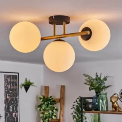 hofstein Gastor Plafonnier, Boule lumineuse 42 cm Or, Noir, 3 lumières