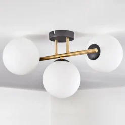 hofstein Gastor Plafonnier, Boule lumineuse 42 cm Or, Noir, 3 lumières
