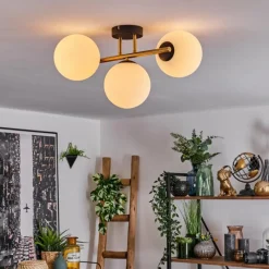 hofstein Gastor Plafonnier, Boule lumineuse 42 cm Or, Noir, 3 lumières