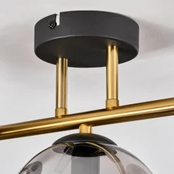 Lampes Dorées-hofstein Gastor Plafonnier, Boule lumineuse 42 cm Or, Noir, 3 lumières