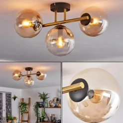 hofstein Gastor Plafonnier, Boule lumineuse 42 cm Or, Noir, 3 lumières